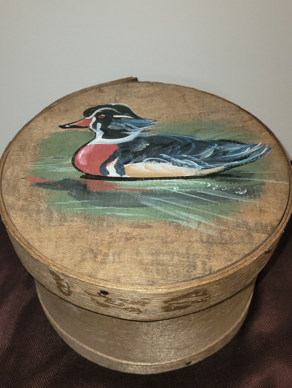 Vintage Hand Painted Cheese Box 8"×4"